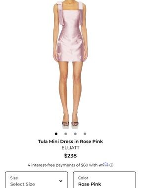 Tula Elliatt Satin Mini Dress in Rose Pink with Bow Straps